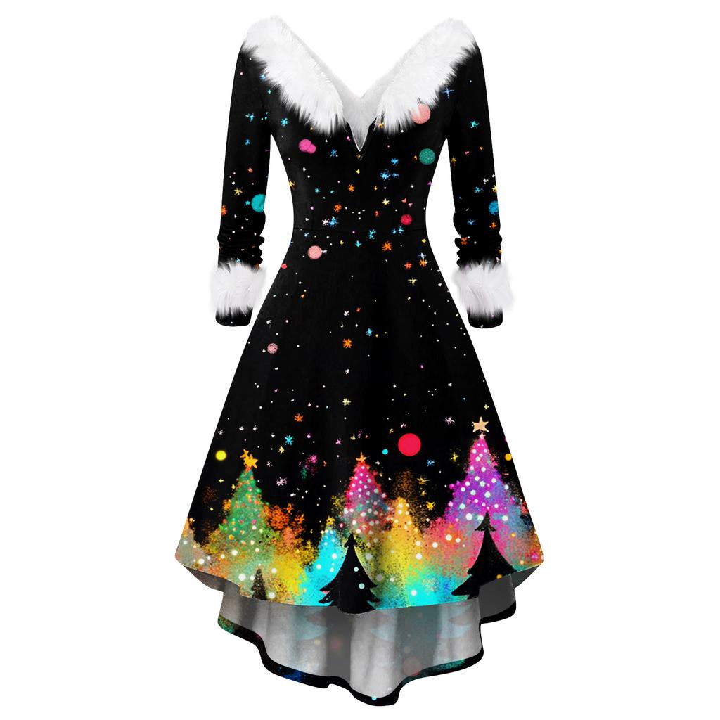 Vestido de Fiesta de Navidad para Mujer, Moderno, Casual, Ajustado, con Estampado Navideño y Manga Larga