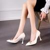 Heels African Woman Shoe Shallow Mouth Work Dress Professional Sexy Pump Slip On Pointed Wedge  Lace-Up Burgundy Offic