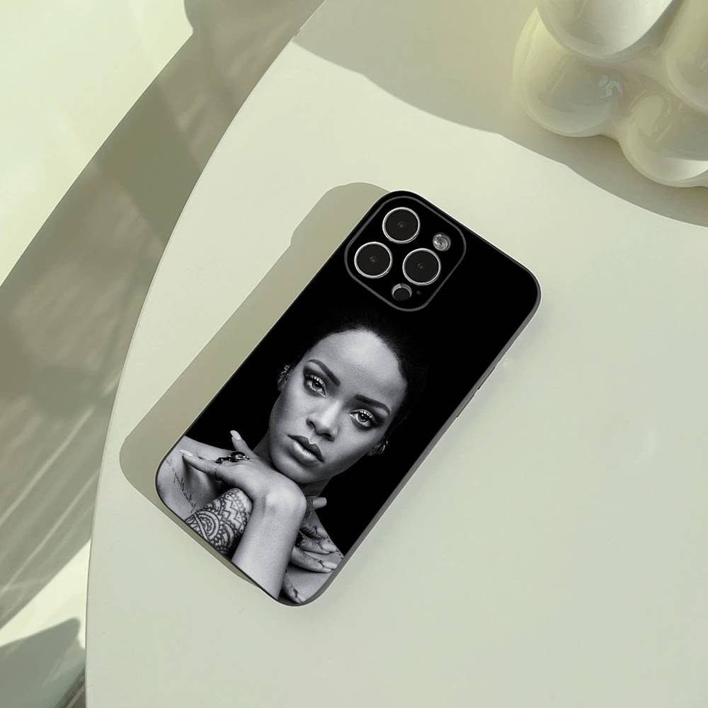 R-Rihanna-pop diva Phone Case For iPhone 17,16,15,14,13,12,11 Pro Max,16/15/14Plus,XS Soft Black Cover