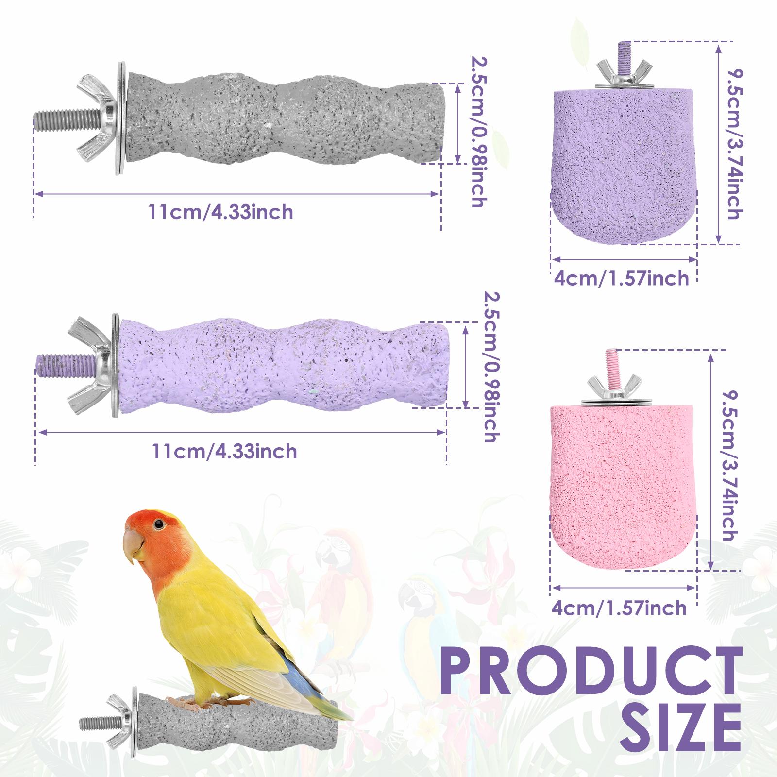 

4Pcs Bird Chewing Toy Resin Bird Parrot Cage Perch Stand Platform Bird Beak Grinding Stone Set Bird Cage Accessory Pet Supplies