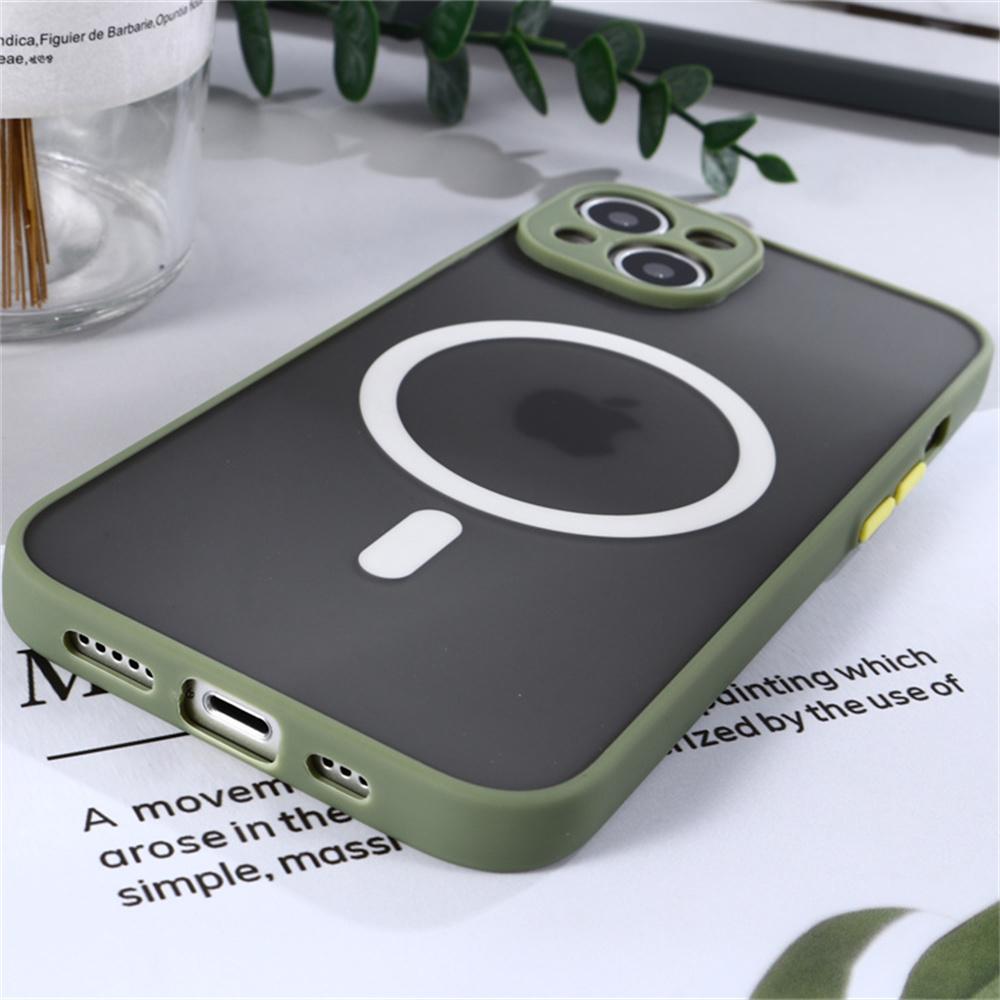 Transparente matte Rüstung für Magsafe magnetische Hülle für iPhone 14 13 12 Pro Plus Max Mini Wireless Charging Hard Pc Defender Funda