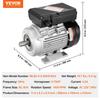 0.55KW Electric Motor 1400RPM AC 220~240V 4.5A 1-Phase 19mm Keyed Shaft