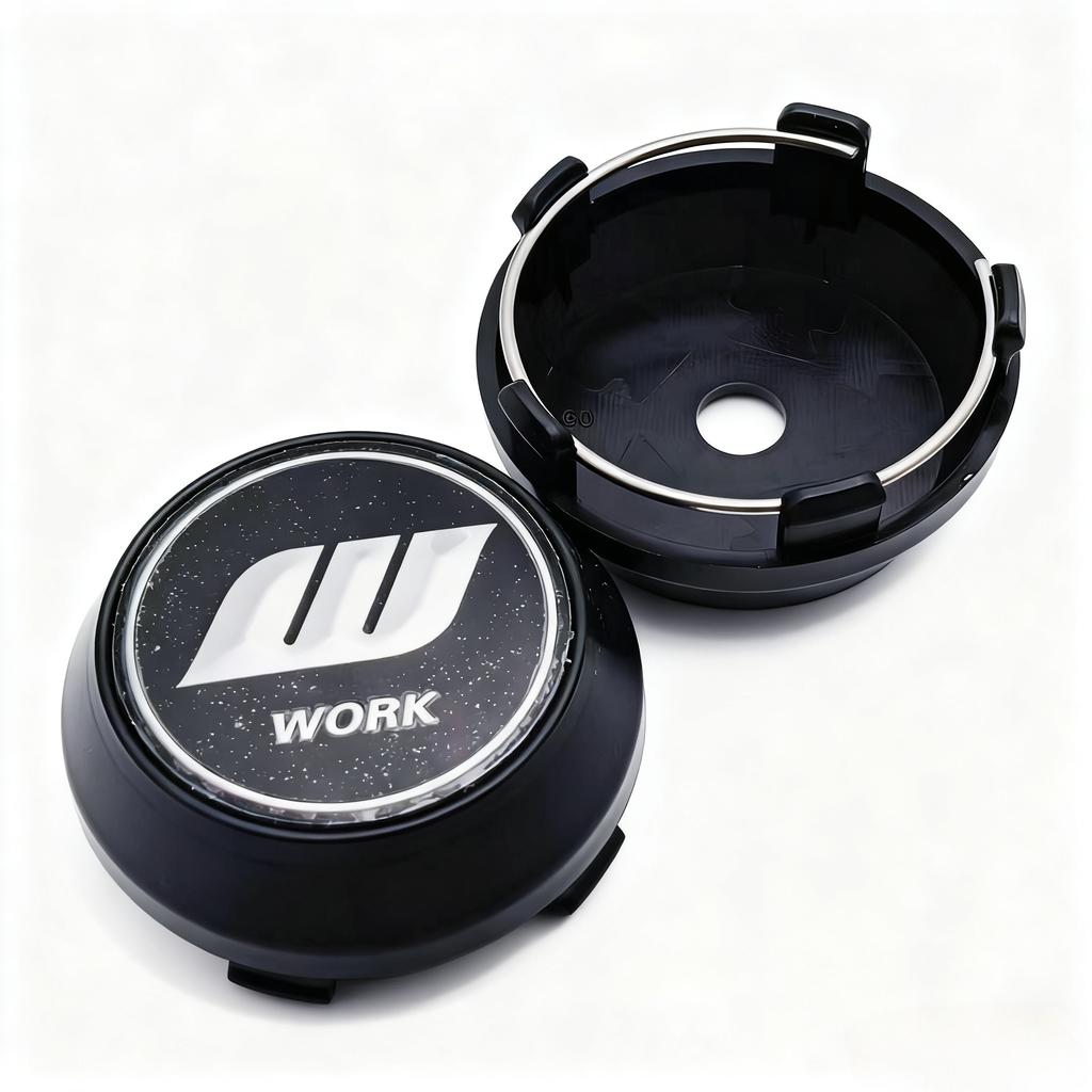 4pcs Black Silver W Work Logo Emblem Car Wheel Center Caps High Cap 60MM 56MM Wheels Hub Rim Hubcaps Cover Replace Accessories