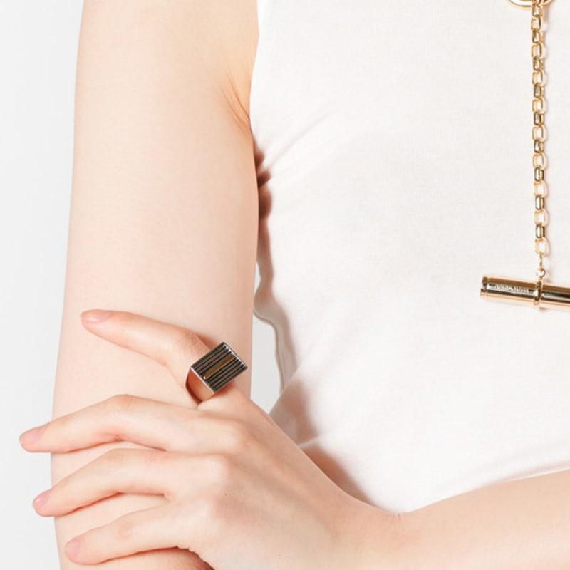 PERSONAL/SERVICE SQUARE LINE RING / SILVER