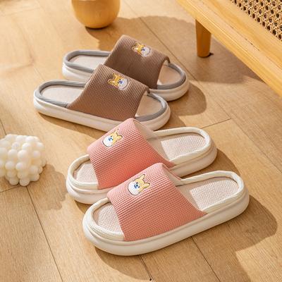 Linen Slippers Women's Four-season Indoor Household Silent Sweat-absorbing Wear-resistant Non-slip Spring and Autumn Cotton and Linen Slippers Men