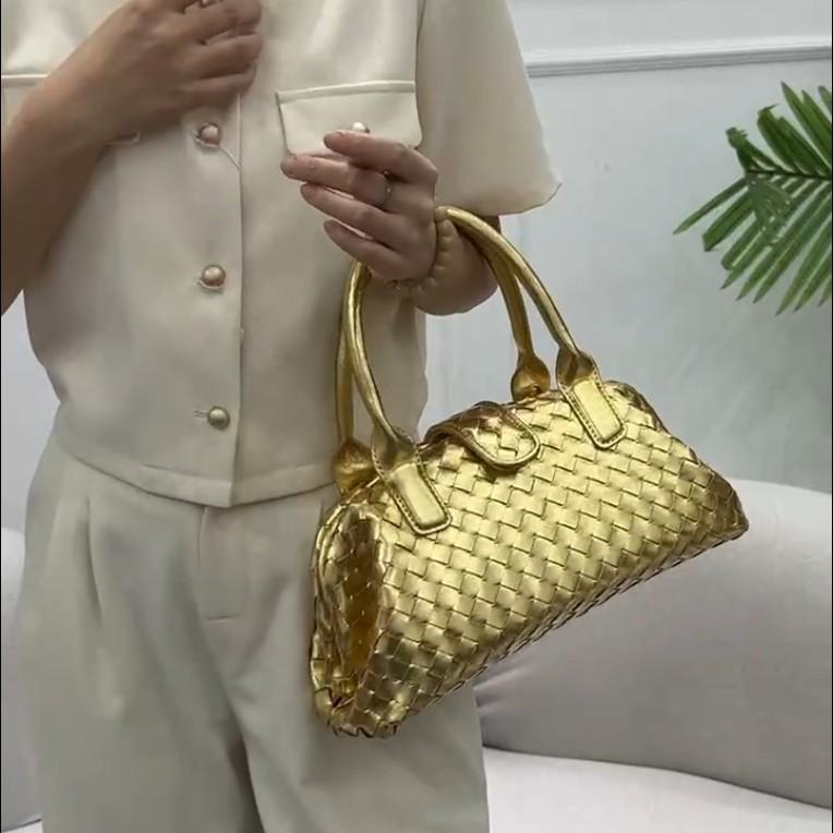 Genuine Leather Women's Crossbody Handwoven Boston Bag