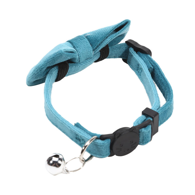 1PC Cute Pet Suede Bow Tie Collar with Bell Breakaway Adjustable Solid Color Safety Collar for Kitten Puppy