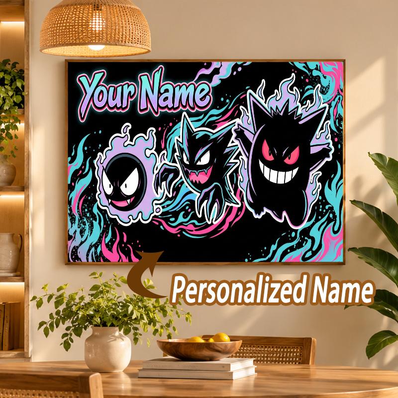 Gengar Haunter Gastly Custom Name Diamond Painting Personalized 5D Full Drill DIY Diamond Art Home Decor