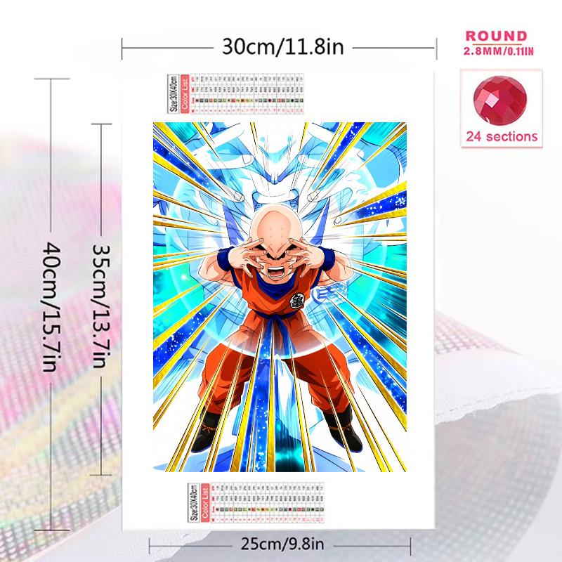 Dragon Ball Krillin Pattern 3pcs 100% Round Full Drill 5D DIY Diamond Painting Embroidery Cross Stitch Rhinestone Décor