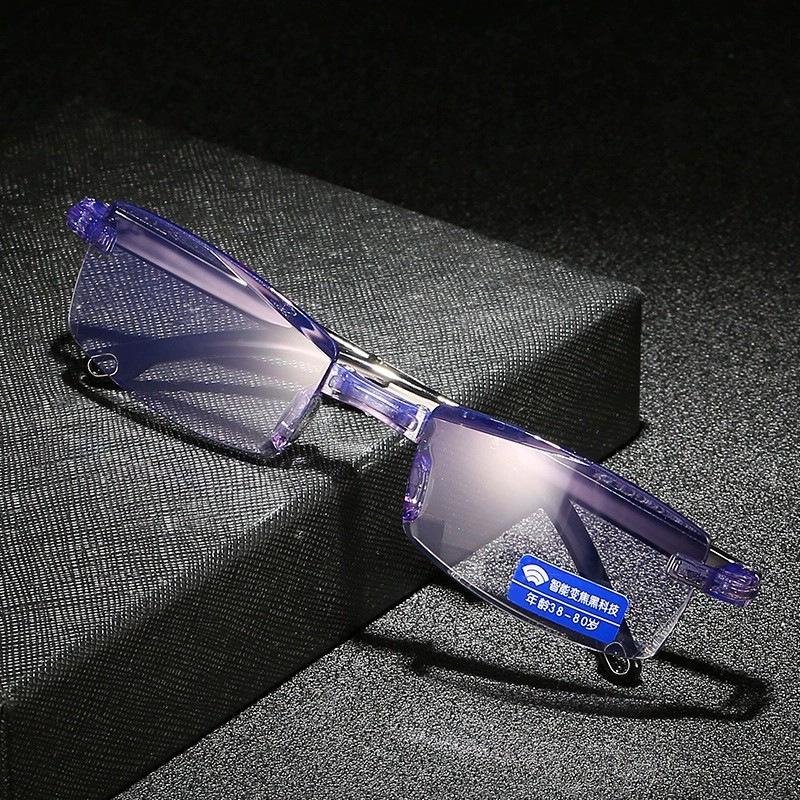 Folding Reading Glasses Men Women Rimless TR90 Anti Blue Light Computer Eyeglasses Presbyopic +1 0 to +4 0 with Case