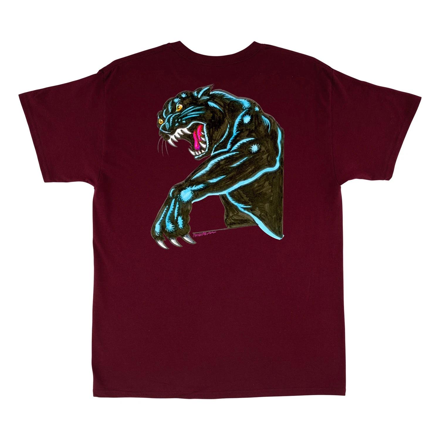Santa Cruz Skateboards Shirt Natas Sketch Panther Maroon M