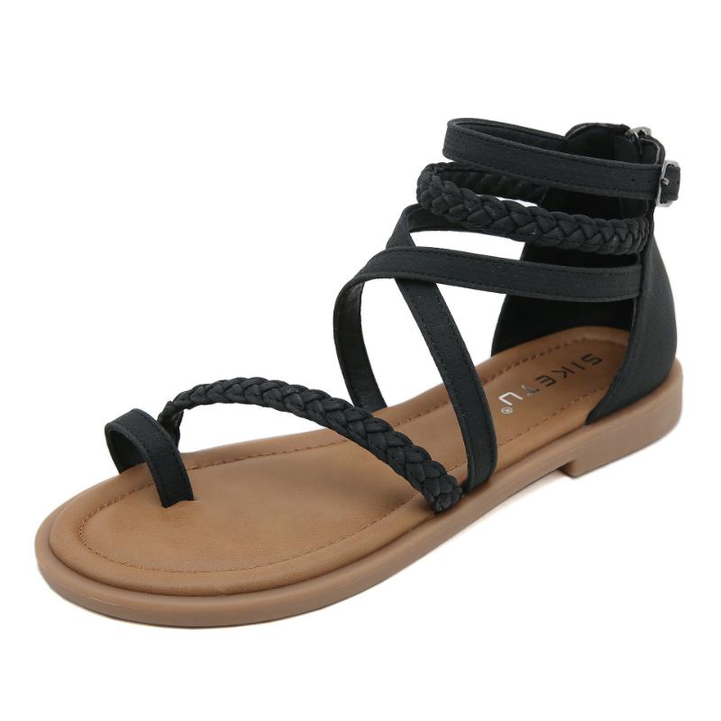 Fashion New 2025 European And American Fashion Soft Bottom Cross-Covered Roman Sandal Boots Summer Retro Simple Comfortable Ethnic Style