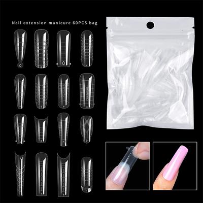 60Pcs Abs Extension False Nail Tips Sculpted Full Cover Nail Tips Fake Finger Uv Gel Polish Quick Building Mold Manicures Tool Set