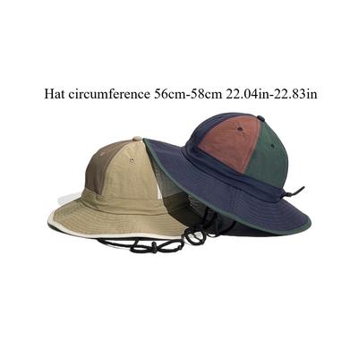 Retro Color Blocking Bucket Hat UPF 50 Plus Quick Drying Lightweight Design Summer Outdoor Hiking Camping Trekking Sun
