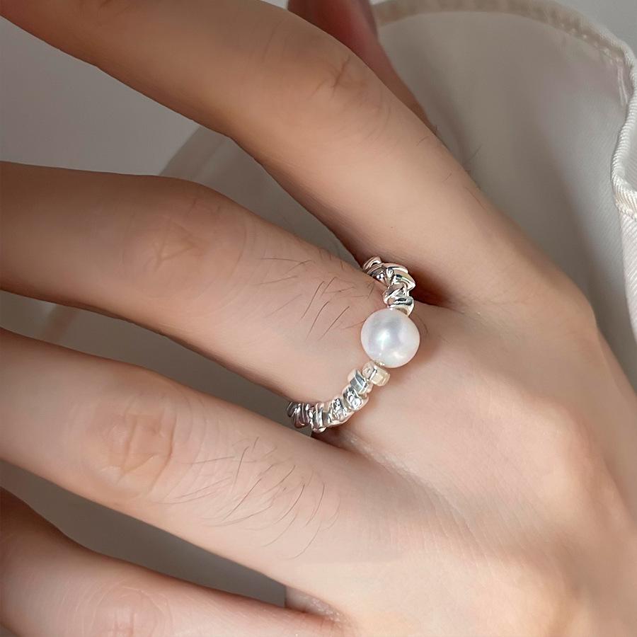 S925 Sterling Silver Korean Style Adjustable Open Ring for Women - Niche Light Luxury Trendy Colorfast High-End Feel