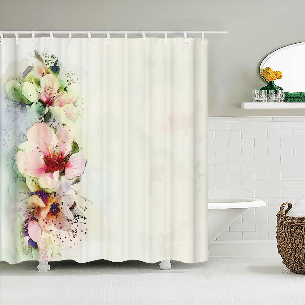 

Colorful Beautiful Fresh Flowers Shower Curtain Bathroom Waterproof Polyester Butterfly 3D Print Curtains For Bathroom Shower W60H190(CM)-1 Pcs