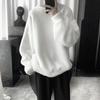 Moletom Masculino Oversize Outono e Inverno Cor Sólida Lã de Cordeiro Gola O Manga Longa Moletom Masculino Solto Hoodies Streetwear