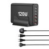 120W Gallium Nitride Desktop Charger 3A3C PD, 6 Ports for Direct Charging