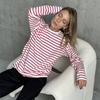 Cozy Loose Long Sleeve Striped T-Shirts Women Autumn Basic Casual Cotton Tops Round Neck Street Style Blouse