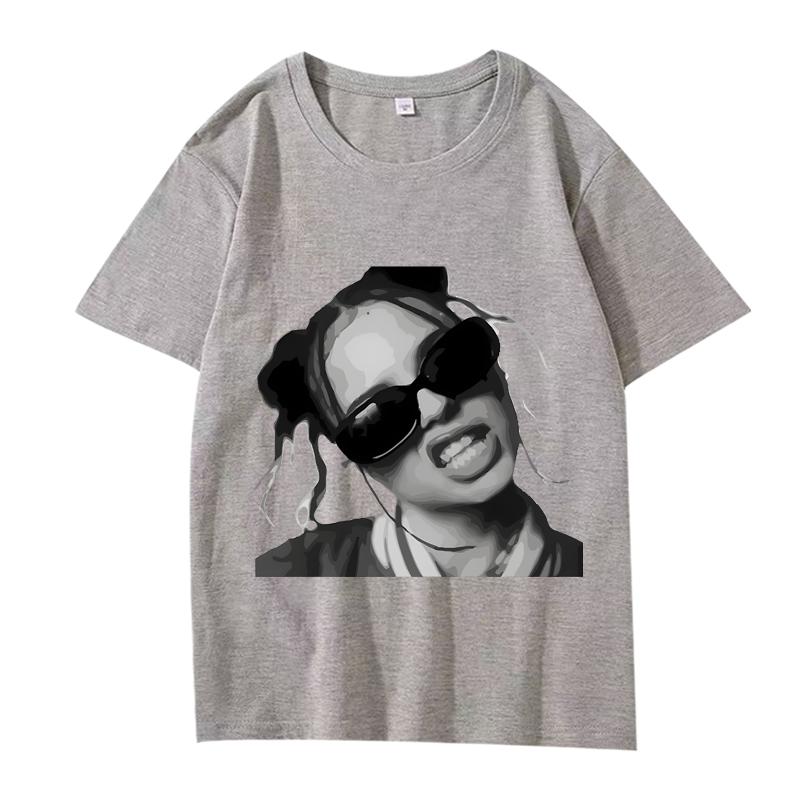 Monochrome Attitude Bad Girl Essential T Shirt Men Women Oversized 100% Cotton Short Sleeve Summer Print Unisextops