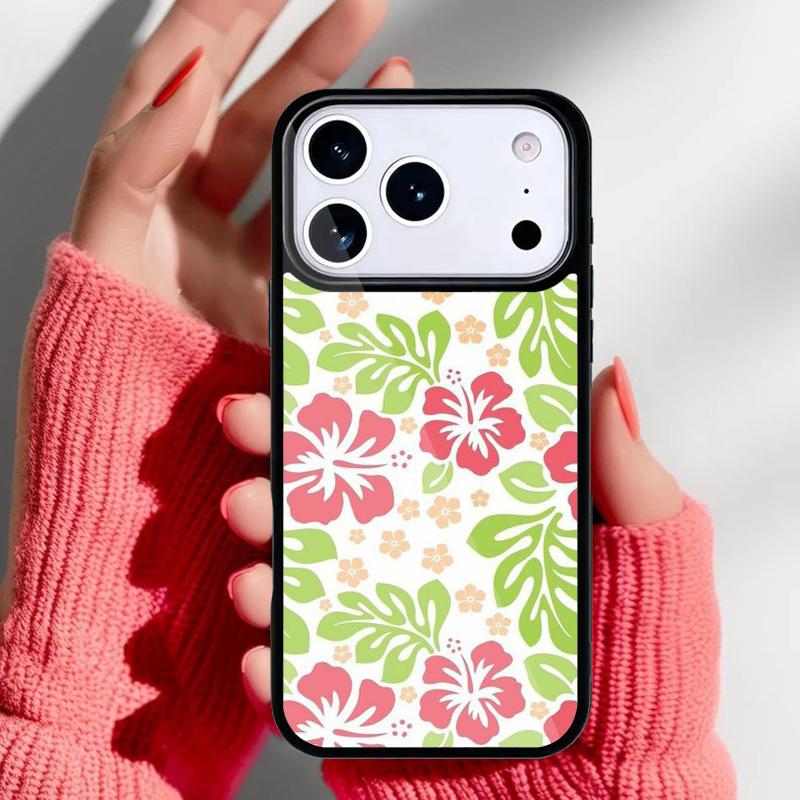 Hibiscus Flowers Floral Hybrid Phone Case for iPhone 17 16 15 14 13 Pro Max Back Cover for 12 11 Pro Coque