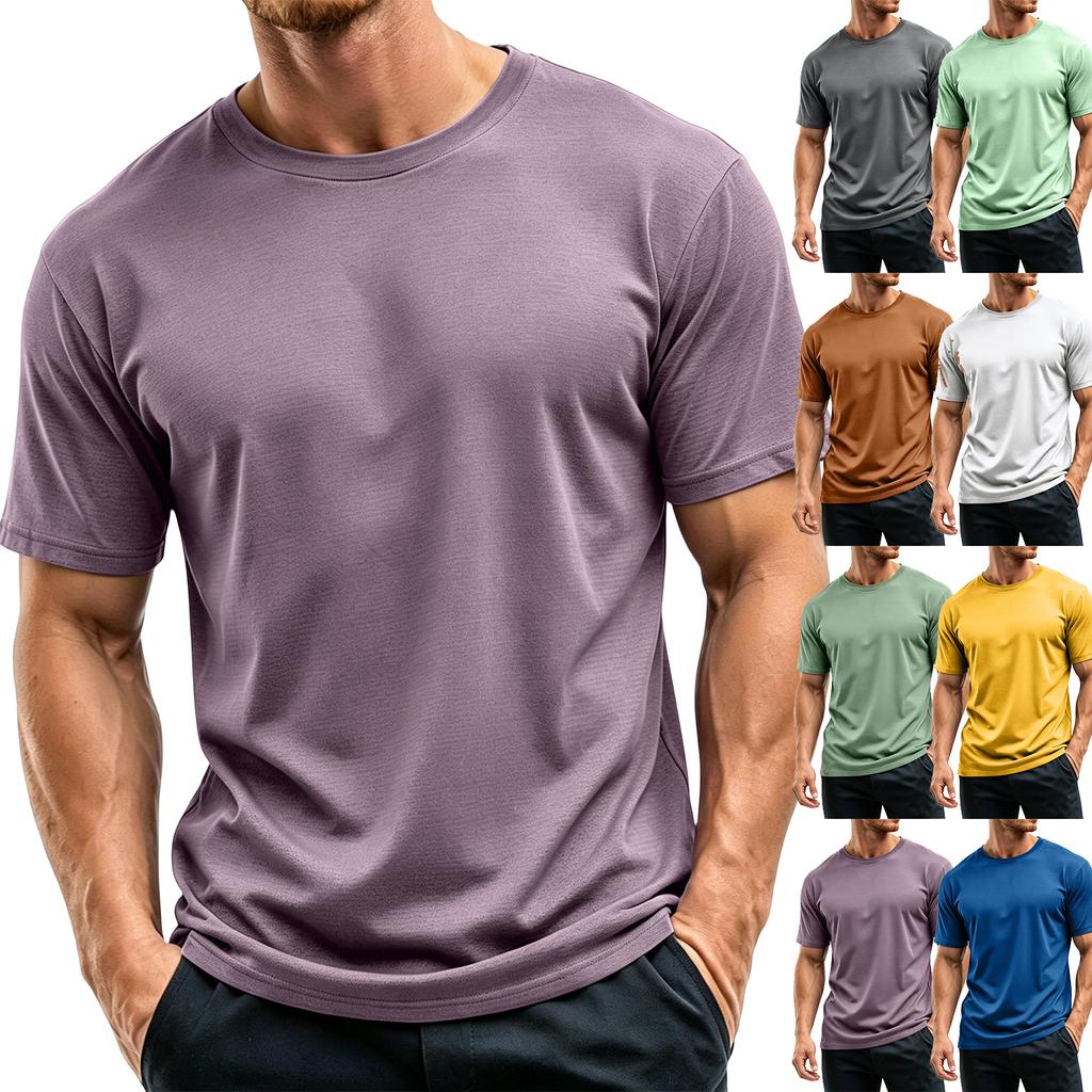 Men Crew Neck Short Sleeve T Shirt Soft Lightweight Classic Fit Basic Tee Comfortable Casual Top for Daily Wear