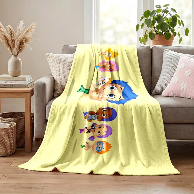 Bubble Guppies Blanket Flannel Blanket Soft Cozy Plush Throw for Sofa Bed Lightweight Home Decoration