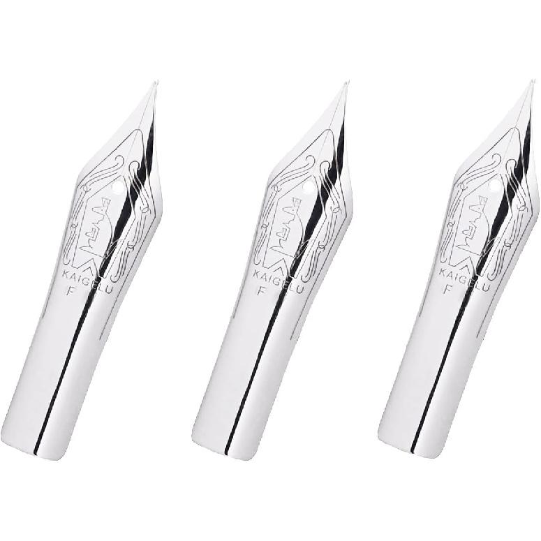 3 PCS Kaigelu Fountain Pen Nibs Spare EF/F/M Size, #6 Size 3PCS F Nib--Silver