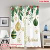 2pcs 2D Flat Printing Happy Christmas Party Curtains Christmas Holly Ornaments Festive Digital Printed Polyester Drapes Family