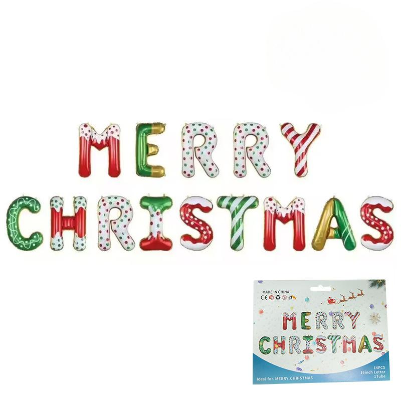 Merry Christmas Balloons Banner Party Decorations