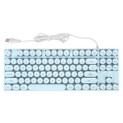 Gaming Keyboard USB Round 87 Keys Colorful Backlit Ergonomic Mechanical Touch Wired Keyboard for
