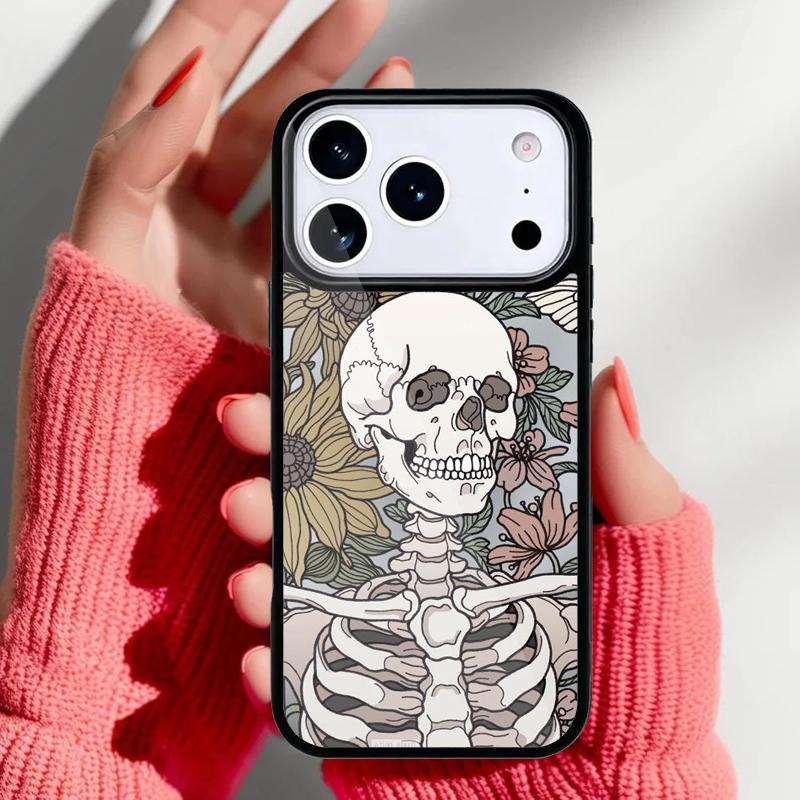 Skull With Roses Phone Case for iPhone 17 Air 16e 15 14 13 Pro Max Back Cover for 12 11 Pro Coque