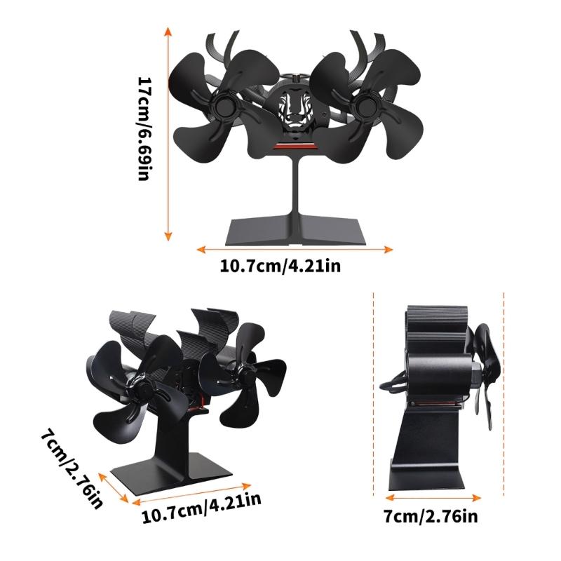 Double Head Shape Fireplaces Fan Quiet Operate Heat Powered Stove Fan for Wood Burners Efficient Heat Distribution