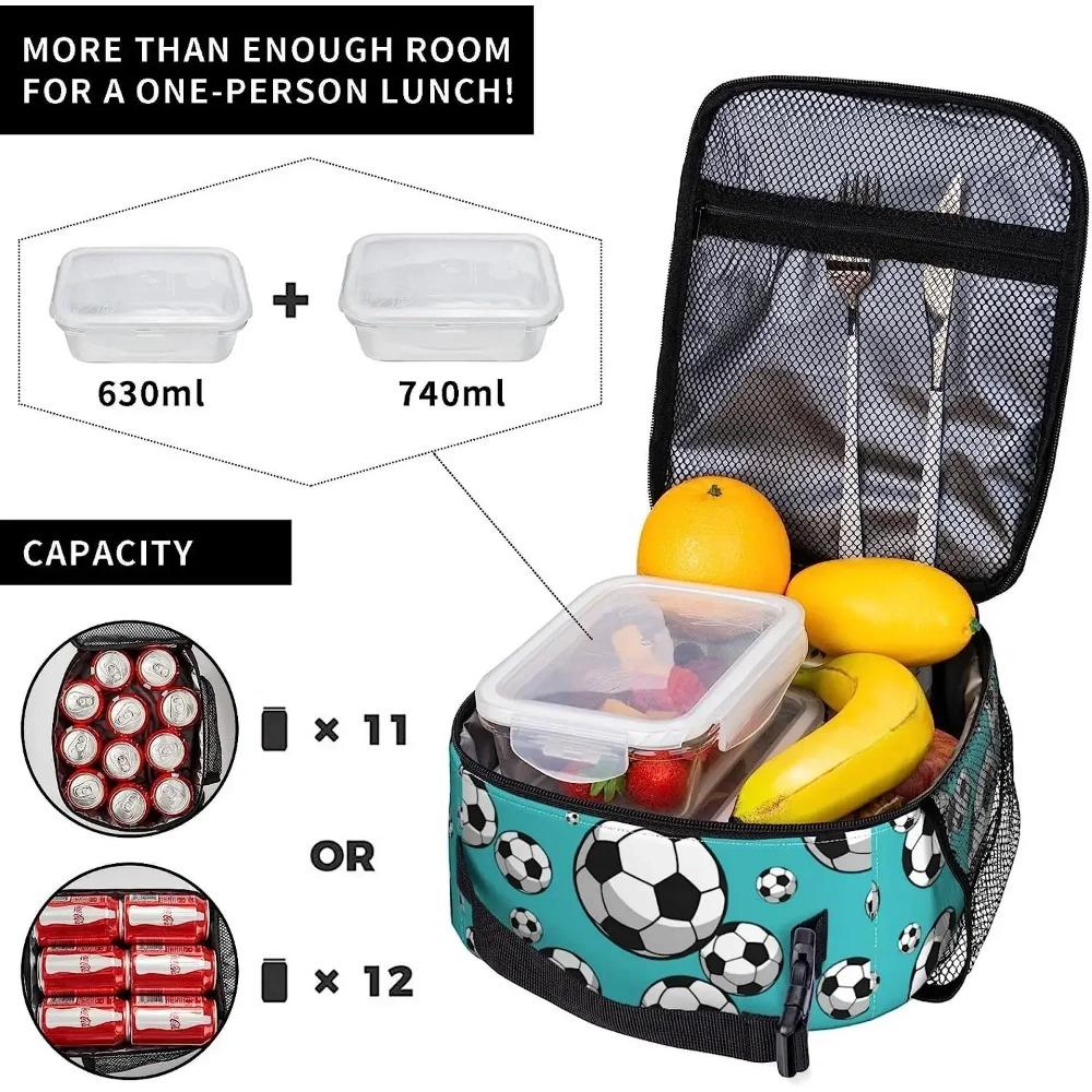Soccer Insulated Lunch Bag for Women Men Reusable Lunch Box for Work School Picnic Beach Cooler Thermal Lunch Bag for Boys Girls