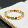 Natural Hetian Jade & Amber Multi-Gem Bracelet with 925 Silver and Southern Red Agate Beads