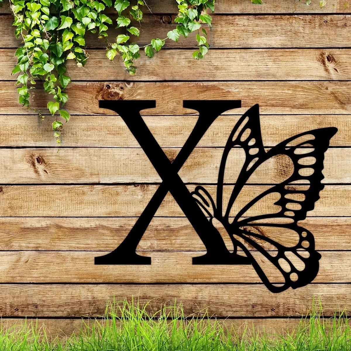 1 шт. Металлический знак с монограммой в виде бабочки - все буквы. Металлические — фото 11