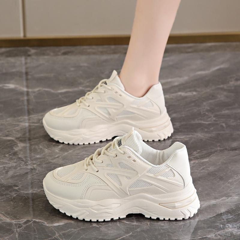 Spring and Summer New Solid Color Heightened Cross-strap Mesh Running Shoes Fashionable Breathable Vulcanized Shoes NO:1332