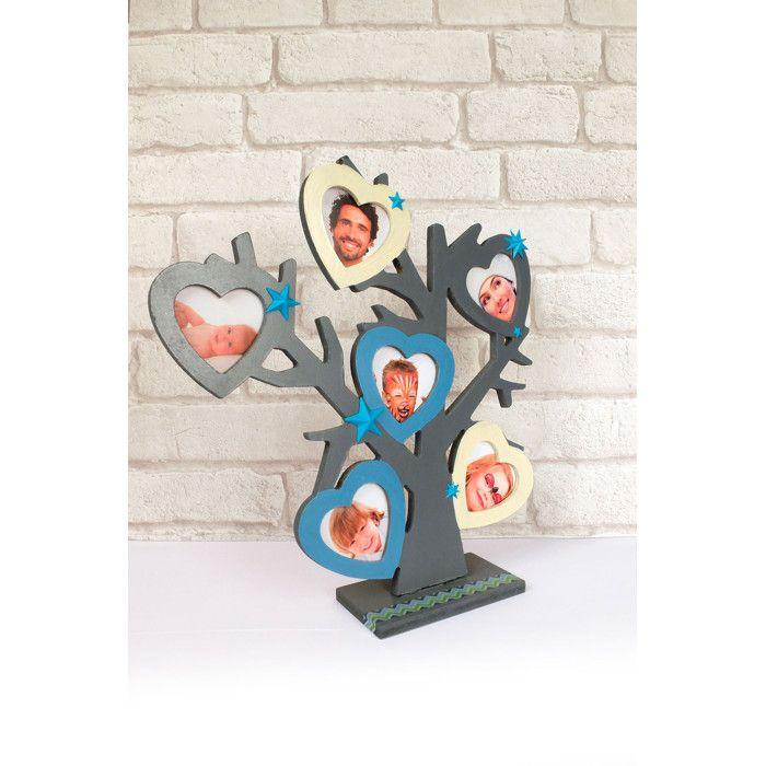 Arbre porte-photos 6 coeurs MDF