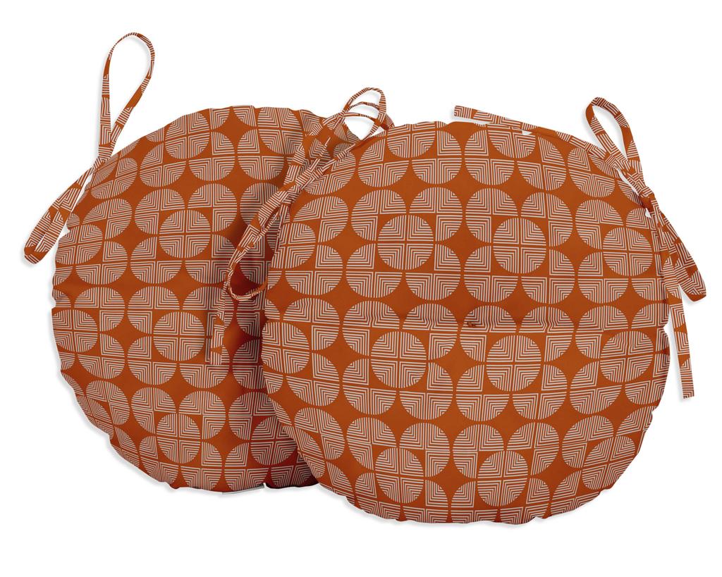 Vargottam Indoor Outdoor Round Bistro Chair Cushions Block Print 15-Inch Bistro Chair Pads Waterproof Seat Chair Cushion For Home