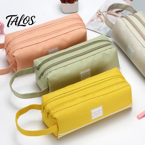 Double Partition Pencil Case Oxford with Handle, Layer Pen Pouch, Large Student Stationery Storage Bag Capacity for Students And Commuters Organizer