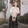 Chinese Style New Chinese Style Daily Improvement Cheongsam Top Two-piece Suit Skirt Young Girl Retro Short Sleeve Spring and Summer