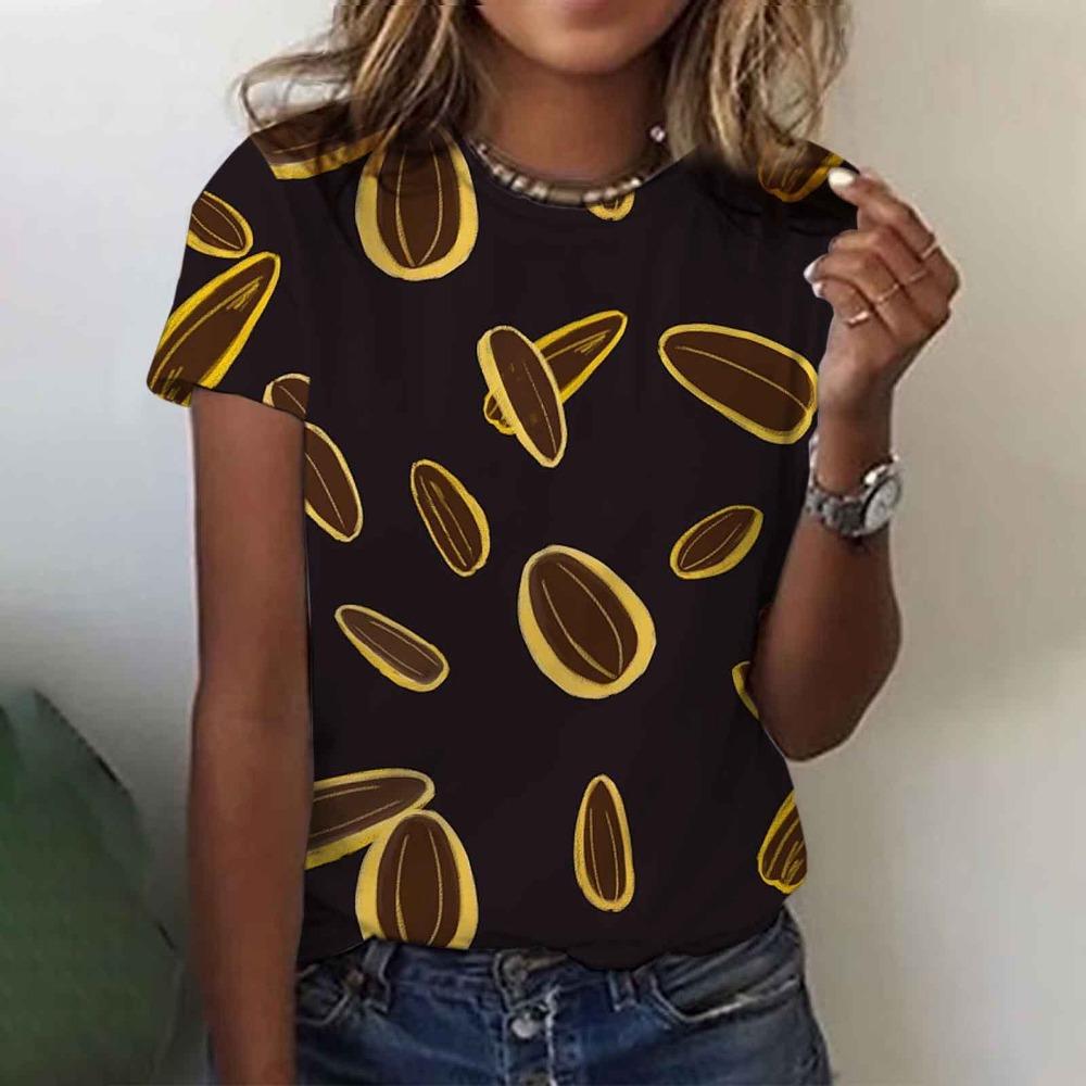 Colorful Floral 3D Digital Printed Women's Fashionable Casual Round Neck Short Sleeved T-shirt