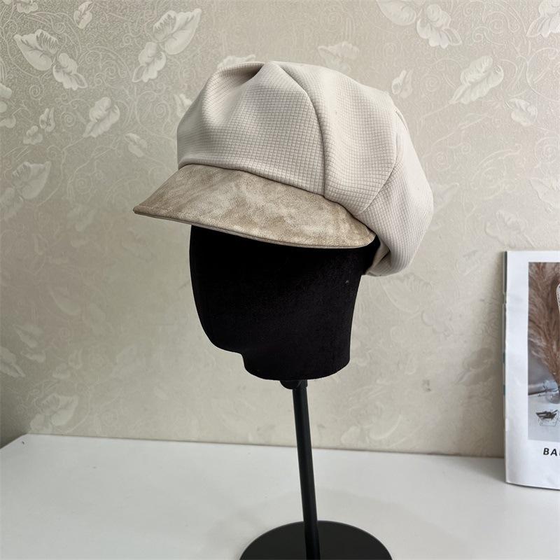 Cloud beret women's autumn and winter British retro star anise hat can be worn before and after the face small leather cap