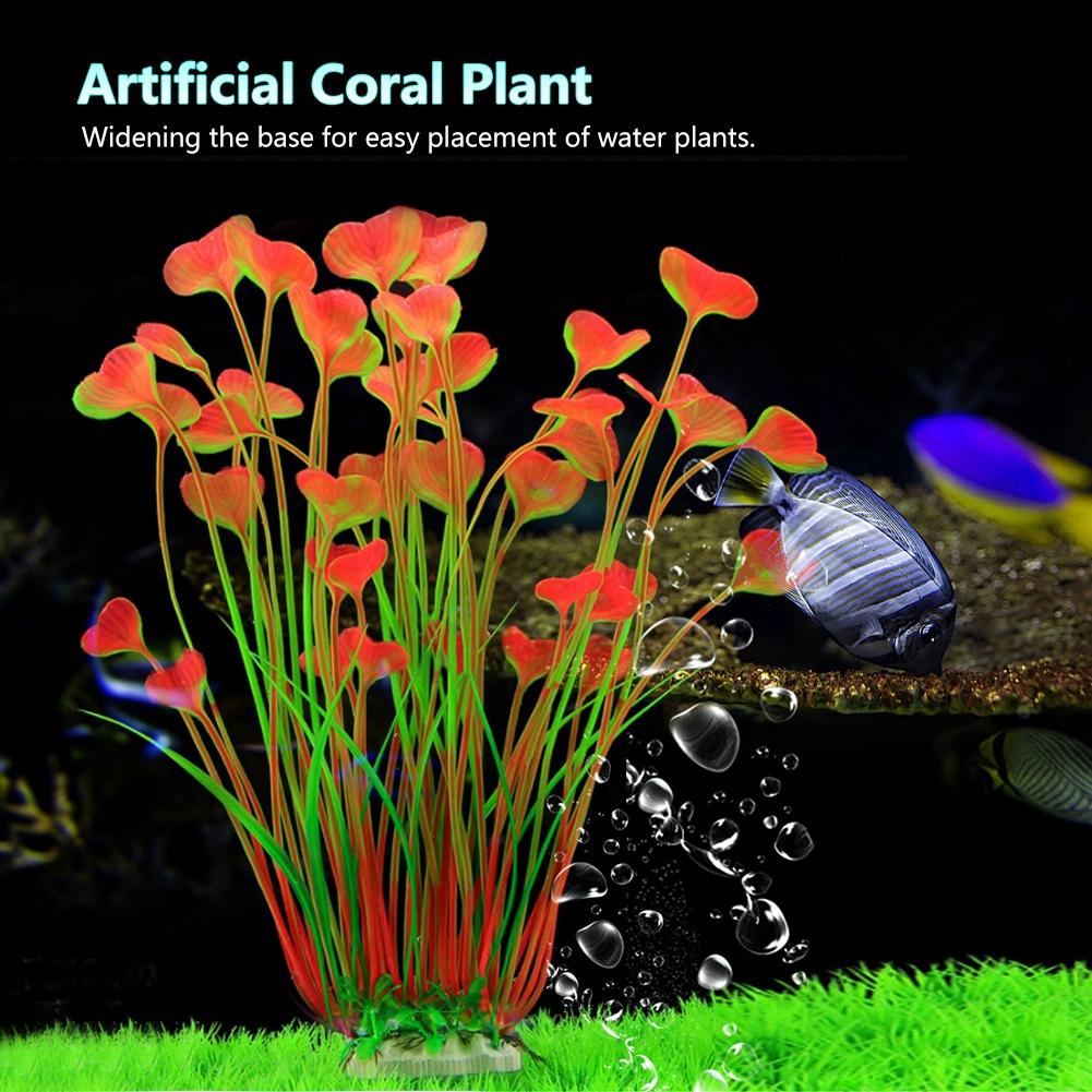 Plastic Vivid Artificial Water Plant Ornament for Aquarium Underwater Fish Tank Garden Pink