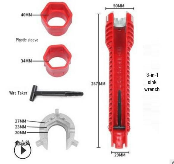 Multifunctional 8-in-1 Bathroom Sink Wrench Tool Set