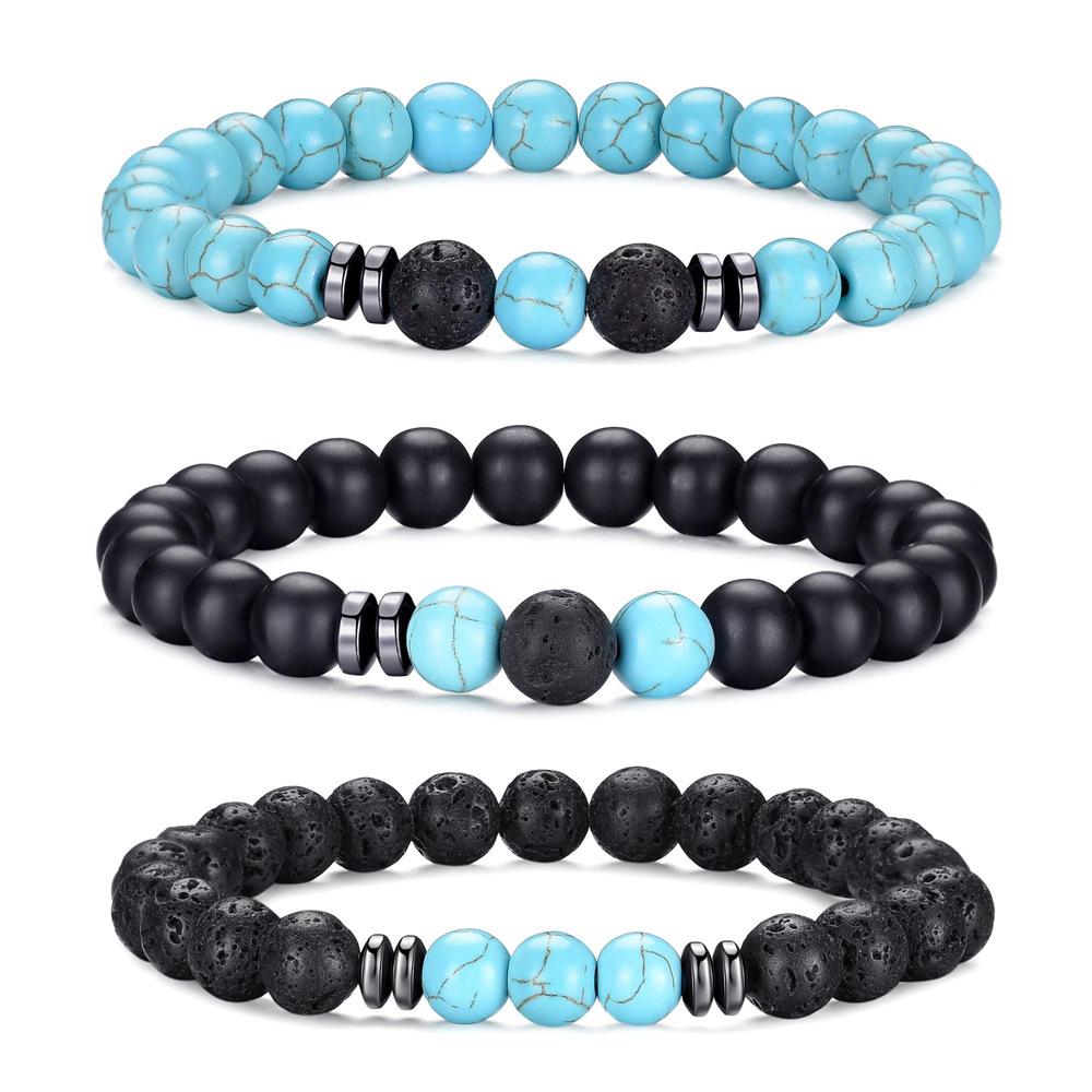 Armbandsset med naturstenspärlor för kvinnor män smycken lapis lazuli natursten lavasten tigeröga pärlarmband för par