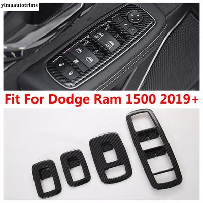 For Dodge Ram 1500  - 2025 Car Accessories ABS Door Armrest Window Lift Switch Panel Cover Trim ABS Carbon Fiber Interior