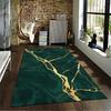 Green Marble Pattern Carpet with Gold Veins, Modern Luxury Decor Rug Suitable for Use As an Anti-slip for Living Room Bedroom Sofas