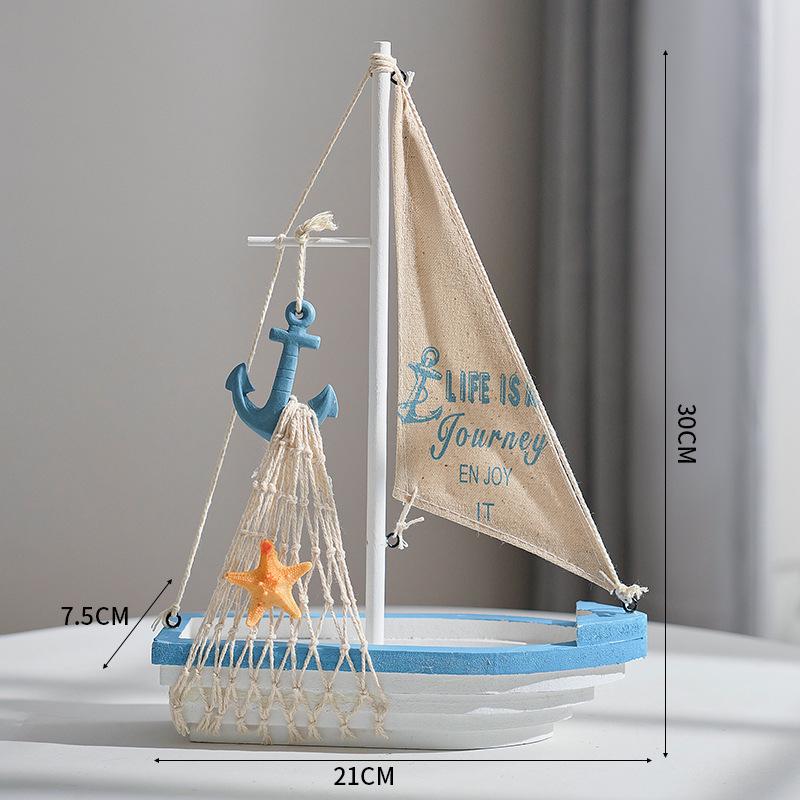Porzellan Segelschiff Modell im mediterranen Stil - Kreative Holz Heimdeko Ornamente