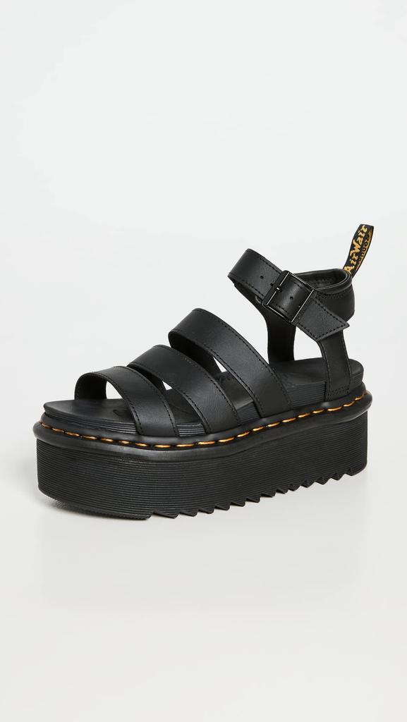 Martens Blaire Quad Strap Sandals Thick Sole Black Hydro Leather Black Hydro Black Black Dr. [27296001 SS22]